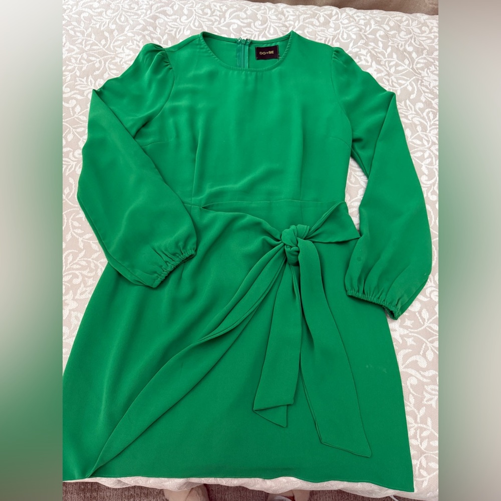 Long sleeve green wrap dress